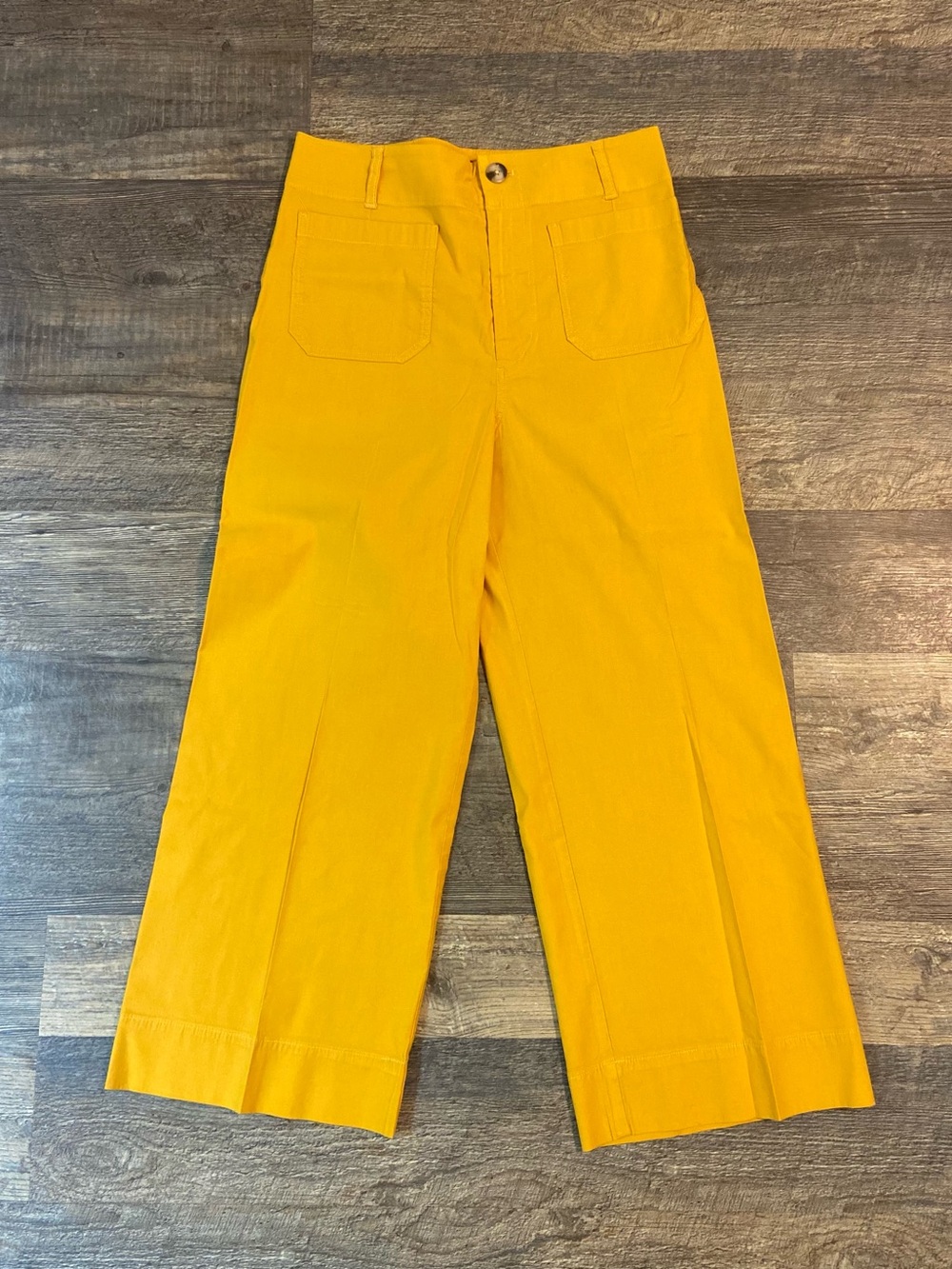Anthropologie Maeve The Colette Cropped Wide-Leg Pants Yellow Size 31 Stretch